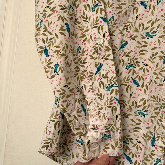 Croft & Barrow Tropical Jungle Parrot Button Up Cotton Blouse Size XL Petitie - Picture 3 of 7